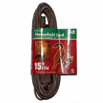 15 Foot Brown 3 Outlet Extension Cord
