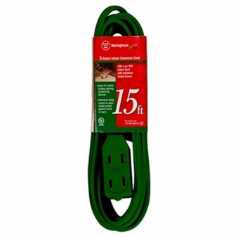 15 Foot Green 3 Outlet Extension Cord
