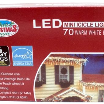 5MM LED Warm White Icicle Lights 70 Count