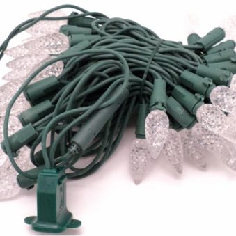 C6 LED Warm White Christmas Lights 60 Count Green Wire