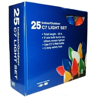 C7 Ceramic Multi Color Christmas Lights 25 Count