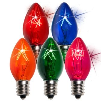 C7 Transparent Twinkle Multi Color Replacement Bulbs