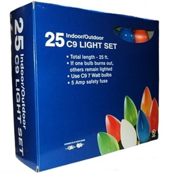 C9 Ceramic Multi Color Christmas Lights 25 Count