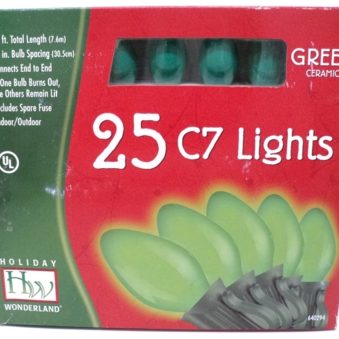 Noma C7 Ceramic Green Christmas Lights 25 Count